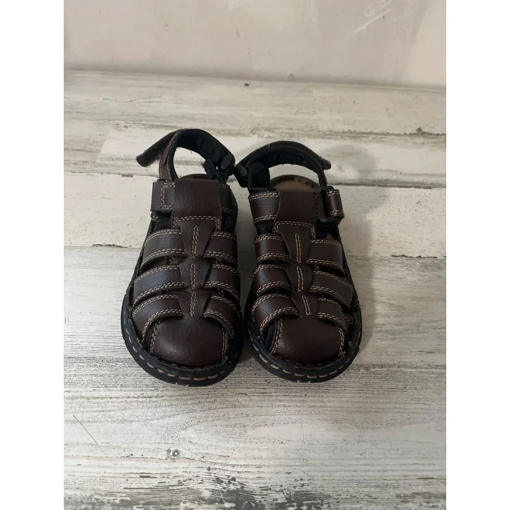 Outland  boys brown Velcro strap closed toe sandals size 12M